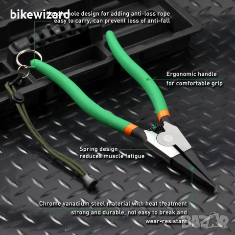 SPEEDWOX 11-инчови клещи за зегерови пръстени с ъглов връх, пружинни, за демонтаж и монтаж НОВИ, снимка 4 - Клещи - 53434610