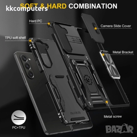 Samsung Galaxy Z Fold6 5G Удароустойчив Ring Holder Калъф и Протектор, снимка 13 - Калъфи, кейсове - 51955469