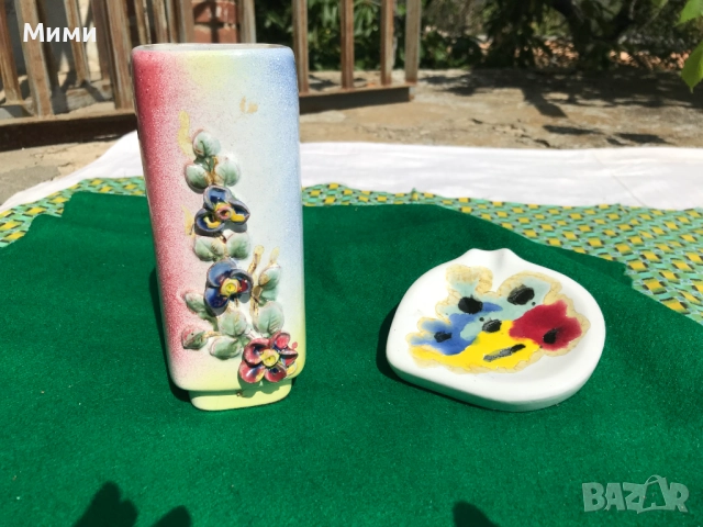 Вази и комплект ваза  и  пепелник - кристални, стъклени и рисувани., снимка 6 - Вази - 22459949