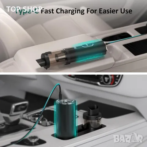 Безжична прахосмукачка за кола Minthouz, преносима ръчна прахосмукачка 16000 PA, снимка 5 - Прахосмукачки - 49566660