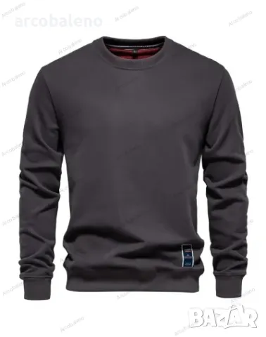 Мъжки свободен едноцветен ежедневен суичър с кръгло деколте, 8цвята , снимка 13 - Суичъри - 48002884