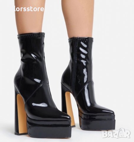 Боти на ток - черен лак - YSV1