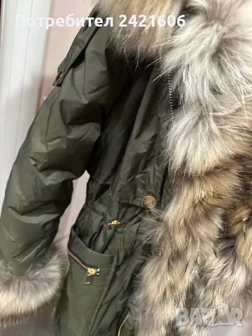 Парка от естествен косъм размер М , снимка 3 - Якета - 48326729