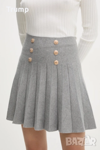 Сладка къса пола, плисе, фино плетиво, цвят сив 