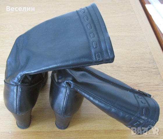 Дамски Кожени Ботуши Черни Зимни Обувки Женски Боти Мода Кожа, снимка 3 - Дамски ботуши - 43412148
