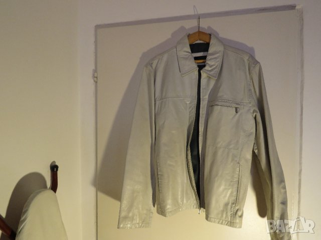 Готино бяло мъжко яке, мъжко кожено яке  4you  от  телешка кожа  бяло яке