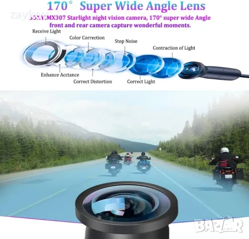VSYSTO WiFi мотоциклетна камера, водоустойчив 4,5-инчов екран GPS HD 1080P WDR 170° широкоъгълни, снимка 7 - IP камери - 49680310