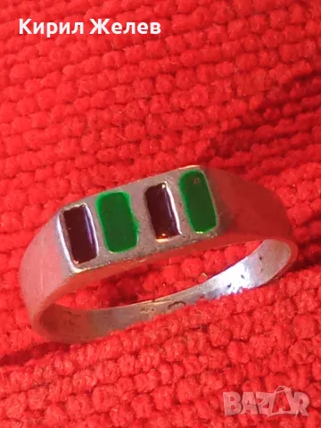 ЕМАЙЛИРАН СРЕБЪРЕН ПРЪСТЕН СРЕБРО 925 КЛАСИЧЕСКИ МОДЕЛ с ЦВЕТЕН ЕМАЙЛ РЪЧНА ИЗРАБОТКА 44807, снимка 12 - Пръстени - 46231420