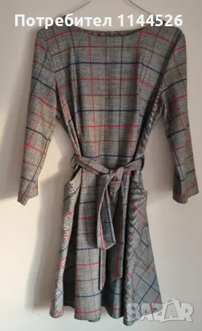 Офис рокля, разкроена, джобчета и колан, S 