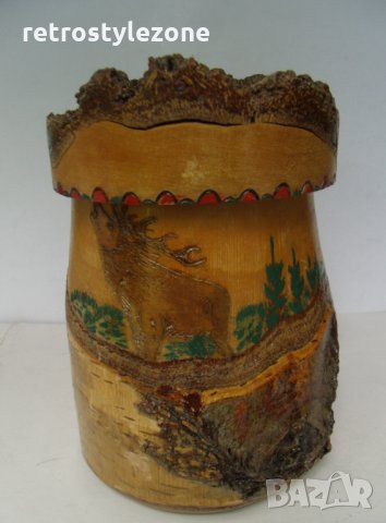 № 5478 стара дървена халба   - размери - височина 18 см , диаметър 13,5 см , снимка 2 - Други ценни предмети - 33483410