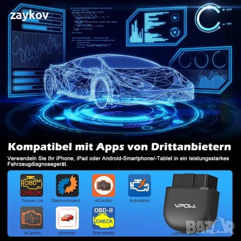 OBD2 Bluetooth 5.1 OBD автомобилна диагностика  за италиански автомобили за iPhone IOS Android, снимка 7 - Друга електроника - 50773131