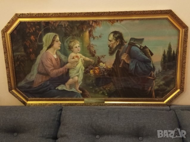 Винтидж картина,икона Светото семейство, Исус, Мария и Йосиф. , снимка 8 - Картини - 43475275