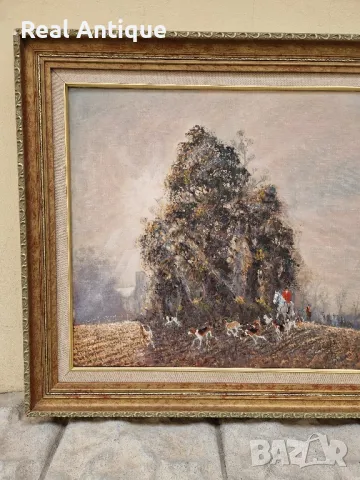 Много добра антикварна авторска майсторска картина масло върху платно , снимка 4 - Картини - 48143751