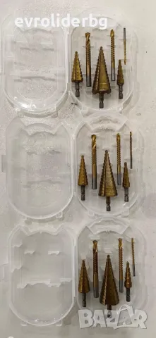 ШОК ЦЕНА!!! СТЪПАЛОВИДНИ/КОНУСНИ И ФРЕЗЕРИ СВРЕДЛА-БУРГИИ 4-32ММ. 6 БРОЯ КОМПЛЕКТ., снимка 2 - Други инструменти - 49191114