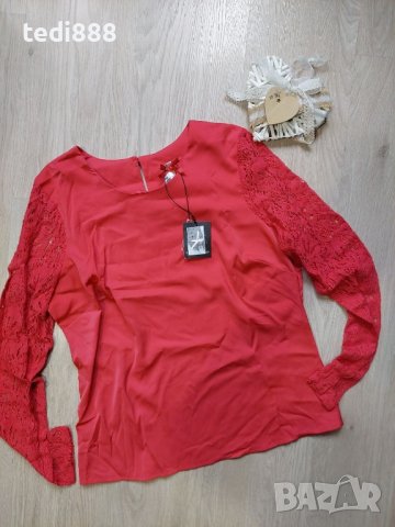 нова червена блузка, снимка 1 - Блузи с дълъг ръкав и пуловери - 43163332