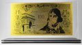 Златна банкнота 10 000 (100 нови) Френски франка в прозрачна стойка - Реплика, снимка 1
