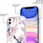  Калъф за iPhone 11 6.1", тънък, мек силикон с дизайн на розови цветя, снимка 5