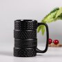 4331 Черна керамична чаша автомобилни гуми оригинален подарък, снимка 1 - Чаши - 43487604