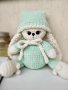 Ръчно плетена плюшена играчка Зайче в пижамка, Ръчно плетено зайче, подарък за бебе, снимка 7