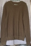 Унисекс пуловери от рипсено плетиво в цвят каки с кръгло деколте, снимка 2