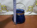 стара стъклена ледарка цветно кобалтово стъкло , снимка 4