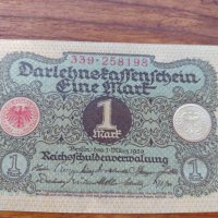Стара банкнота - Германия - 1 марка 1920 година - 23606, снимка 2 - Нумизматика и бонистика - 33373542