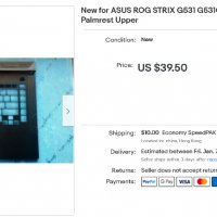ASUS ROG STRIX G531 G531GT G531GW G531GV Top Cover Palmrest палмрест корпус около клавиатурата, снимка 3 - Части за лаптопи - 35149892