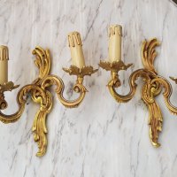 Чифт бронзови аплици в стил Луи 15, снимка 1 - Лампи за стена - 43696813