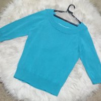 Светлосиня блуза с широко ластично деколте , снимка 1 - Блузи с дълъг ръкав и пуловери - 43322960