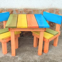 Детска маса със столчета; Дървена масичка със столове за деца, снимка 1 - Други - 40149734