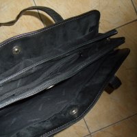 № 6938 стара кожена чанта SEMPRE   - размер 37,5 / 31 / 10 см , презрамка 34 см   - три прегради  - , снимка 3 - Чанти - 40364596