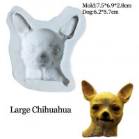 Пинчер Чихуахуа глава куче силиконов молд форма за украса с фондан шоколад гипс, снимка 2 - Форми - 32868973