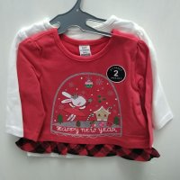Намален! Нов бебешки Коледен комплект от 2 блузки , снимка 1 - Бебешки блузки - 43623925
