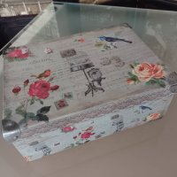 ретро кутия Винтидж от Париж с цветя и птици, снимка 2 - Декорация за дома - 38824362