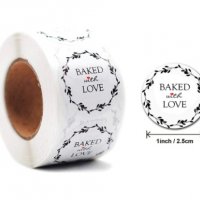 100 бр baked with love малки самозалепващи лепенки стикери за ръчна изработка за подарък, снимка 2 - Други - 24157621