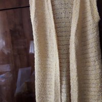 Дамски плетен елек дълъг жълт, снимка 1 - Елеци - 28010355