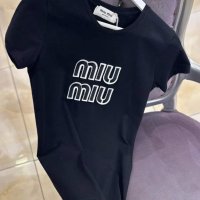 Дамска Черна тениска  MiuMiu IM315, снимка 1 - Тениски - 34099947