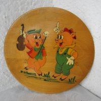 дървена чиния с две весели прасета, снимка 5 - Други - 32730631
