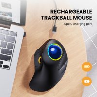ProtoArc Безжична мишка с трекбол Bluetooth, EM03 Ергономична RGB, снимка 6 - Клавиатури и мишки - 44115112