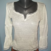 Декорирана блуза "Zara"® / памучна маркова блуза с дантела, снимка 5 - Блузи с дълъг ръкав и пуловери - 28460426