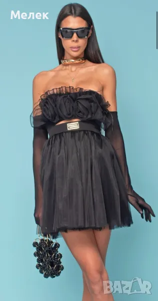 Елегантна рокля с тюл и цветя Junona, снимка 1