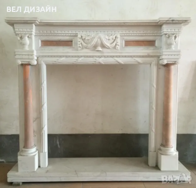 Мраморни рамки за камина в стил Луи 14, Ренесанс, Неоренесанс, Барок, Необарок от бял мрамор Тасос, снимка 1