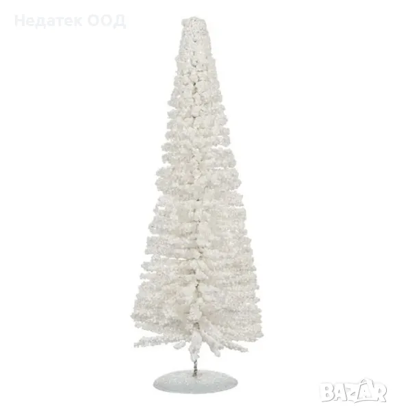 Коледна, Декоративна, Елхова, Снежна, Шишарка, Бял, 40 см, снимка 1