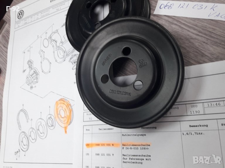 068121031K**NEU**VAG**VW**T3**РЕМЪЧНА ШАЙБА ЗА ВОДНАТА ПОМПА ** , снимка 1