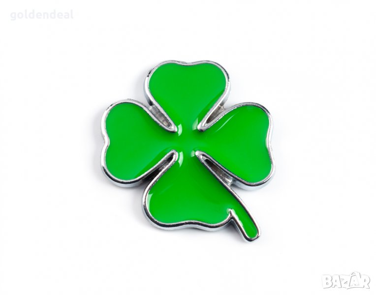 Метална Емблема Детелина за Алфа Ромео Стикер Хром и Зелен Емайл, снимка 1