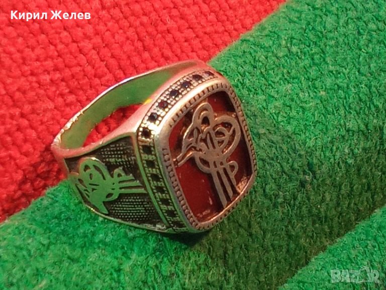 СКЪПОЦЕНЕН ТУРСКИ АРИСТОКРАТИЧЕН СРЕБЪРЕН ПРЪСТЕН СРЕБО 925 с ШЛИФОВАН КАРНЕОЛ СУЛТАНСКА ТУГРА 41968, снимка 1