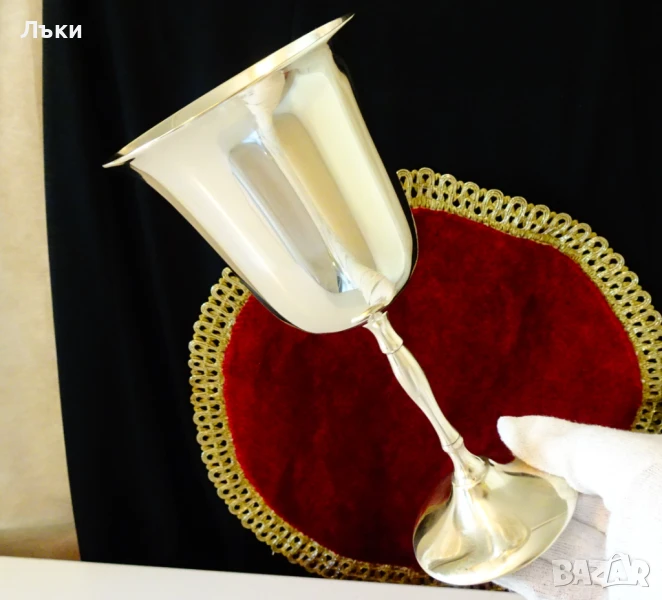 Бронзов бокал,чаша за вино 19 см.,250 мл. , снимка 1