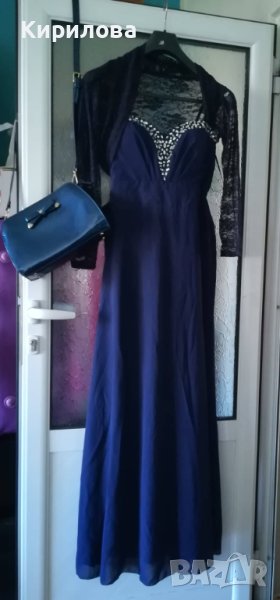 Официална дълга тъмносиня рокля цена 150 лв., снимка 1