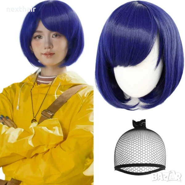 Аниме къса синя черна перука, снимка 1