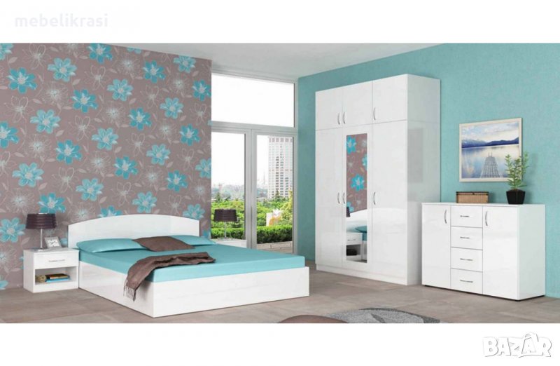 Спален комплект Аполо бял гланц, снимка 1